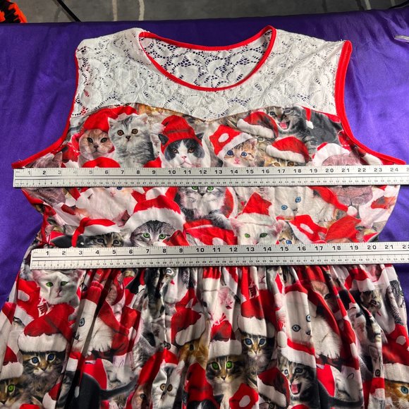 📌Eyecatcher Christmas Party Dress with Lace Design Cute Cats with Santa Hats - Picture 10 of 16